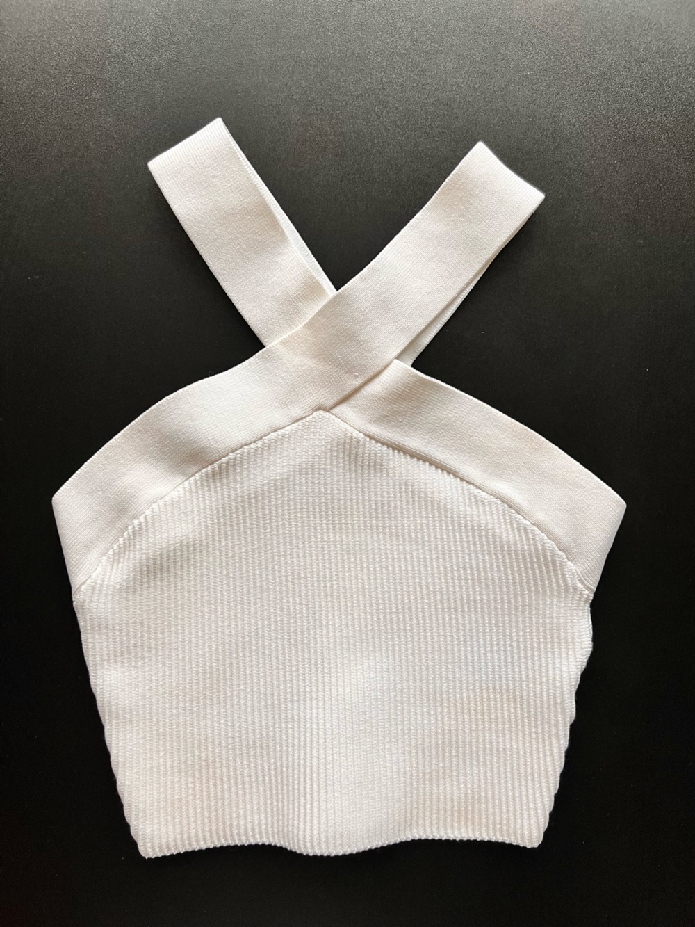 Babaton White Ribbed Tank Top